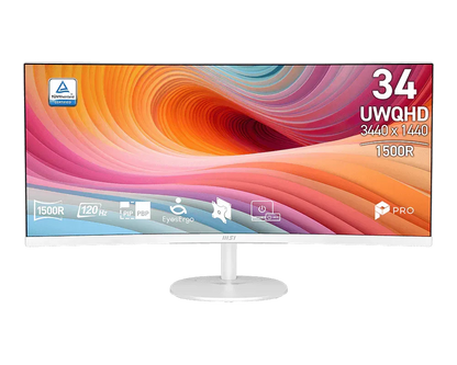 MSI PRO MP341CQW E12 White 34 Inch Business Monitor