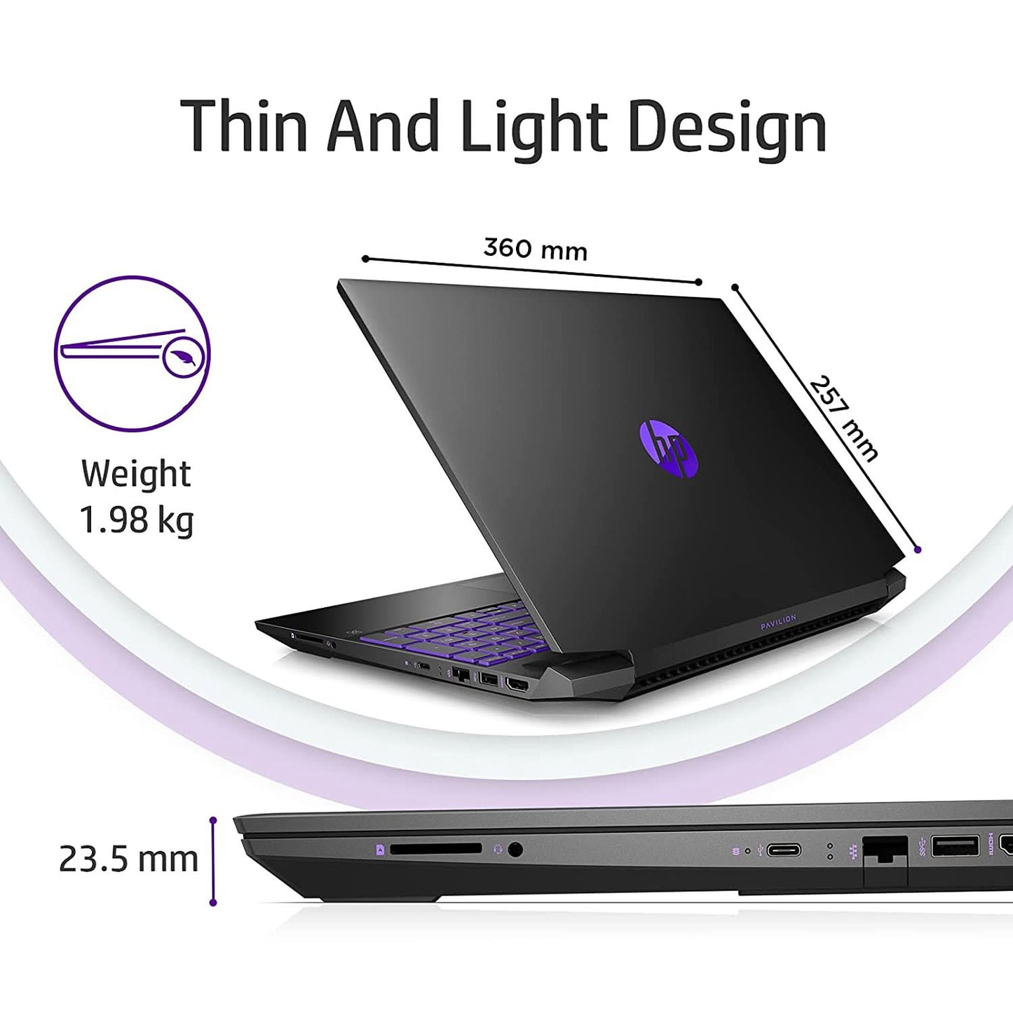 HP PAVILION GAMING RYZEN 5 15.6-INCH(39.6 CM) FHD GAMING LAPTOP (8GB/512GB SSD/144HZ/RTX 3050 4GB GRAPHICS/WINDOWS 10/MS OFFICE 2019/1.98KG), 15-EC2075AX, BLACK