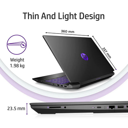HP PAVILION GAMING RYZEN 5 15.6-INCH(39.6 CM) FHD GAMING LAPTOP (8GB/512GB SSD/144HZ/RTX 3050 4GB GRAPHICS/WINDOWS 10/MS OFFICE 2019/1.98KG), 15-EC2075AX, BLACK