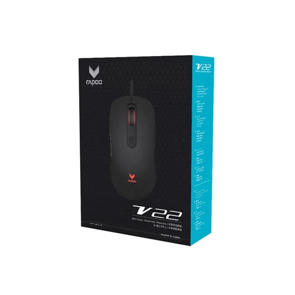 RAPOO V22 RGB Wired Ergonomic Gaming Mouse ( V22) ( 30000DPI / 7 Macro Button ) ( Black )