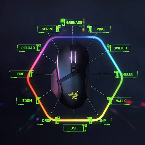 RAZER Basilisk V3 Pro Wireless Ergonomic Gaming Mouse ( RZ01-04620100-R3A1 ) ( 30000DPI / 11 Macro Buttom ) ( Black )