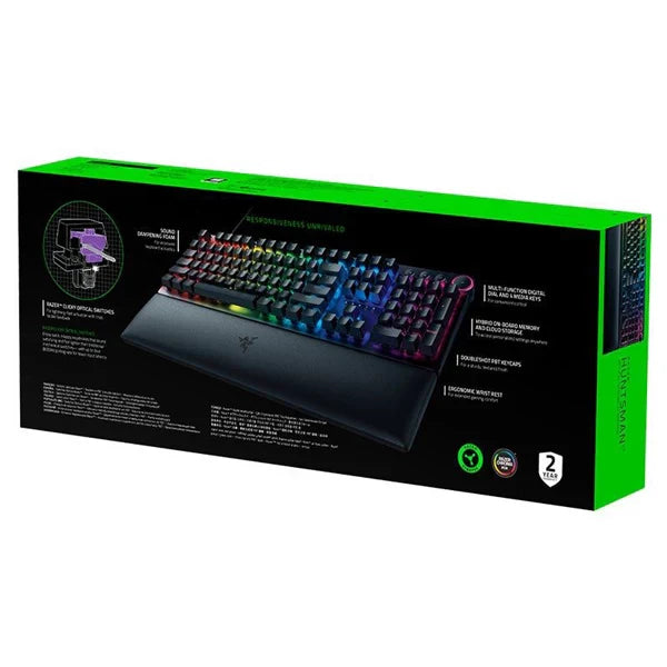 RAZER Huntsman V2 RGB Full Size Optical Wired Gaming Keyboard (Black) (Purple Switch)