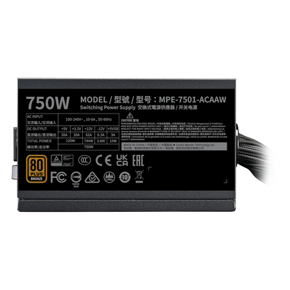 COOLER MASTER MWE BRONZE 750 V3 ATX 3.1 80 PLUS BRONZE SMPS