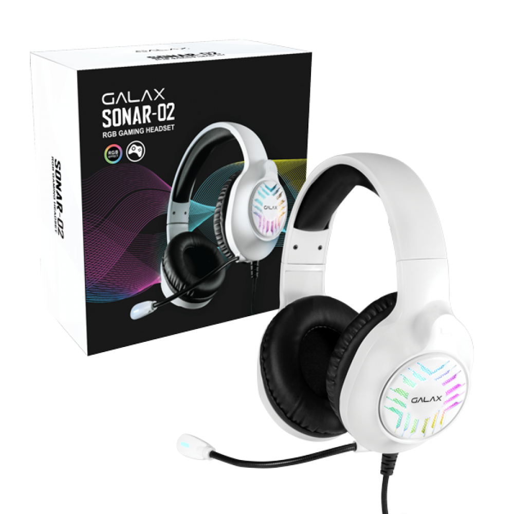 GALAX Sonar 02 Wired 7.1 Surround Gaming Headphone With Mic ( White ) ( PS/PC/MAC/Mobile Devices )
