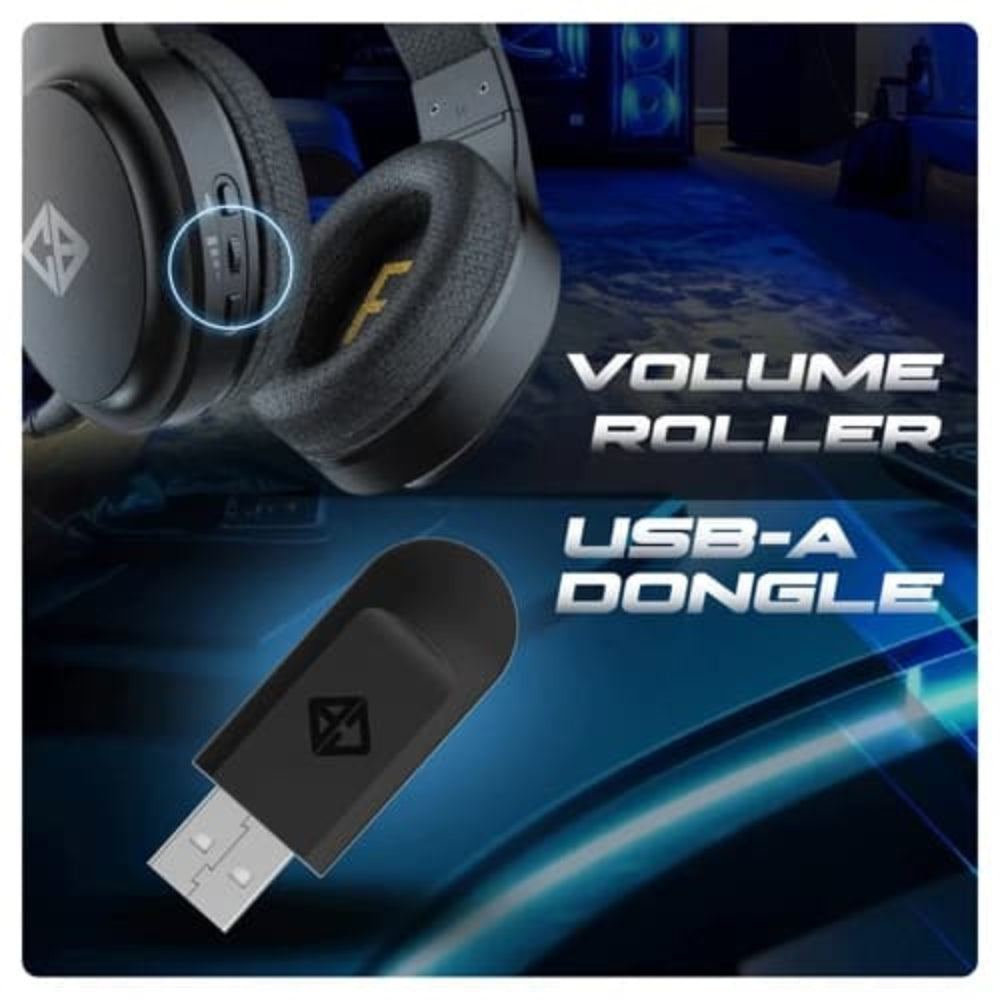 COSMIC BYTE Inferno 2.4Hz Wireless+Wired+Bluetooth 3.5mm Gaming Headphone with Mic ( Black )