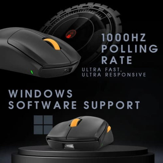 COSMIC BYTE Atlas Wireless Tri-Mode Ambidextrous Gaming Mouse ( Black ) ( 12000DPI / 5 Macro Buttons )