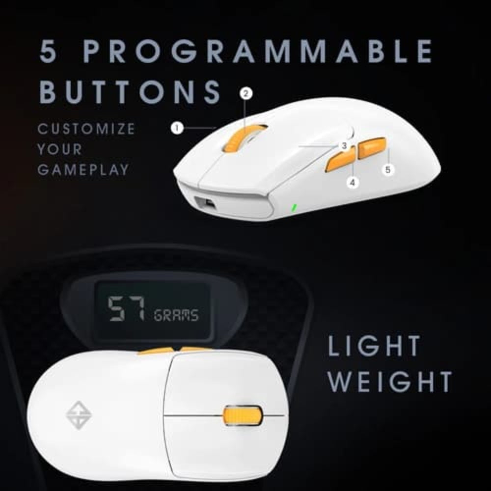 COSMIC BYTE Atlas Wireless Tri-Mode Ambidextrous Gaming Mouse ( White ) ( 12000DPI / 5 Macro Buttons )