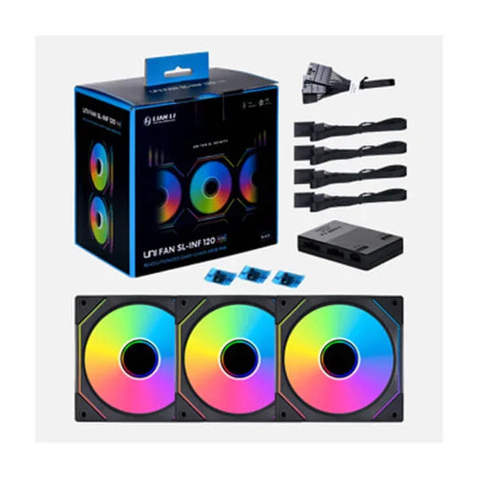 LIAN LI Uni SL-Infinity 120mm ARGB Cabinet Fans (Black) (Triple Pack)
