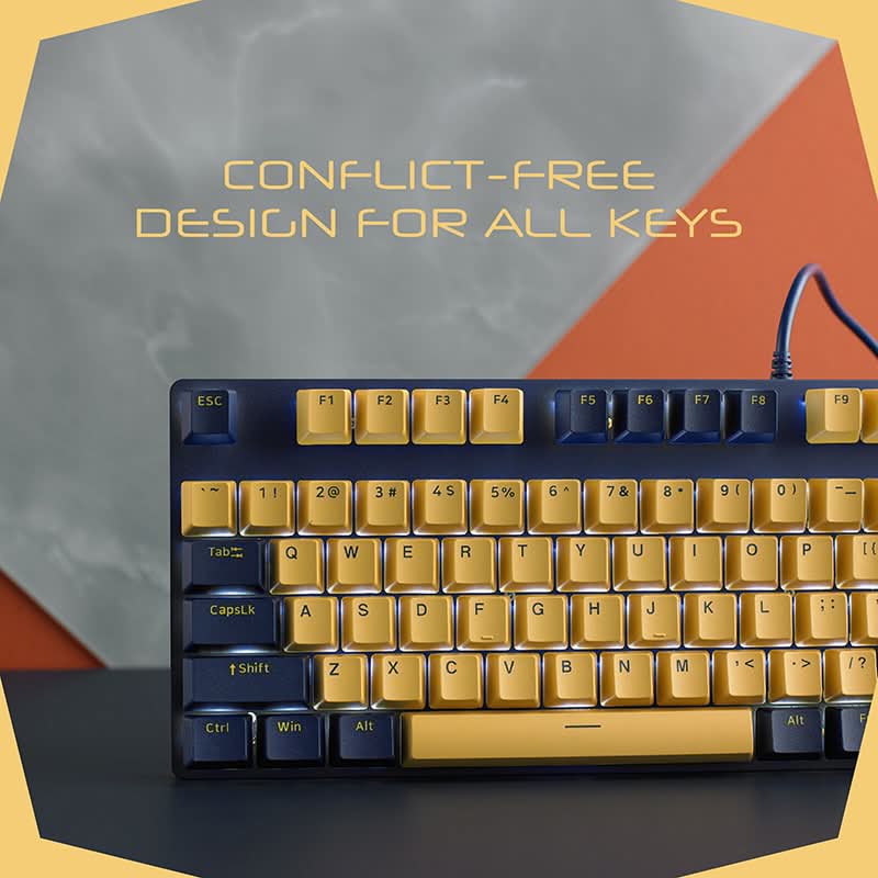 RAPOO V500 PRO MECHANICAL GAMING KEYBOARD YELLOW-BLUE