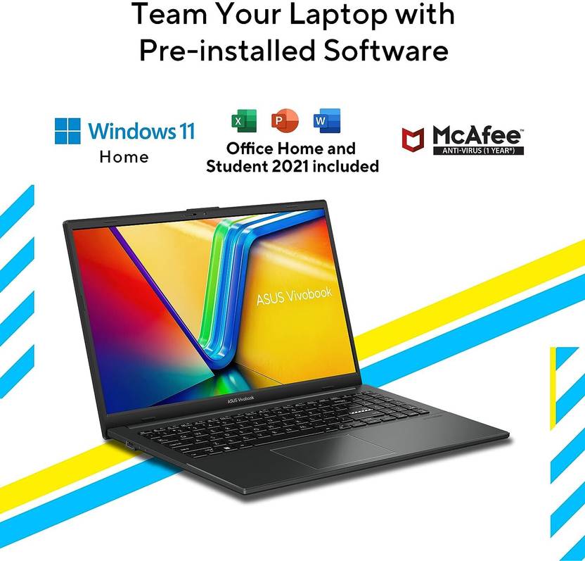 ASUS INTEL CORE I3 13TH GEN - (8 GB/512 GB SSD/WINDOWS 11 HOME) E1504GA-NJ322WS LAPTOP (15.6 INCH, BLACK, WITH MS OFFICE)