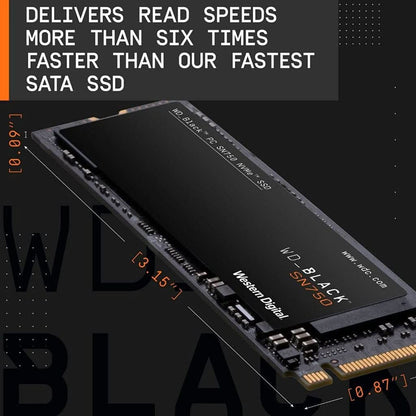 WESTERN DIGITAL BLACK NVME SN750 1 TB M.2 2280-S3-M PCIE GEN3 INTERNAL SSD