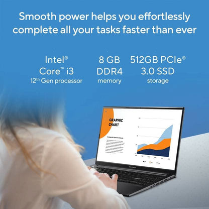ASUS VIVOBOOK 15 OLED INTEL CORE I3 12TH GEN 1215U - (8 GB/512 GB SSD/WINDOWS 11 HOME) X1505ZA-L1311WS THIN AND LIGHT LAPTOP (15.6 INCH, INDIE BLACK, 1.7 KG, WITH MS OFFICE)