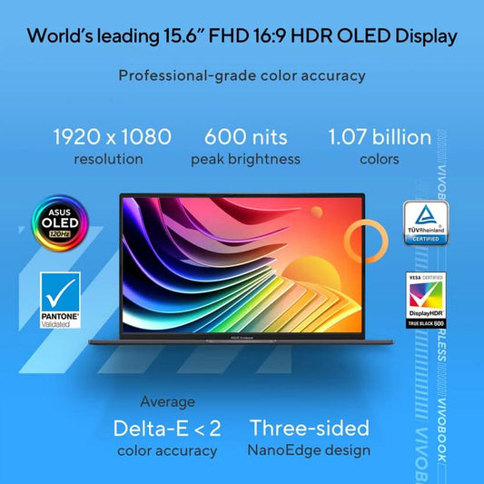 ASUS VIVOBOOK 15 OLED INTEL CORE I3 12TH GEN 1215U - (8 GB/512 GB SSD/WINDOWS 11 HOME) X1505ZA-L1311WS THIN AND LIGHT LAPTOP (15.6 INCH, INDIE BLACK, 1.7 KG, WITH MS OFFICE)